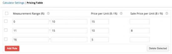 WooCommerce测量价格计算器定价表