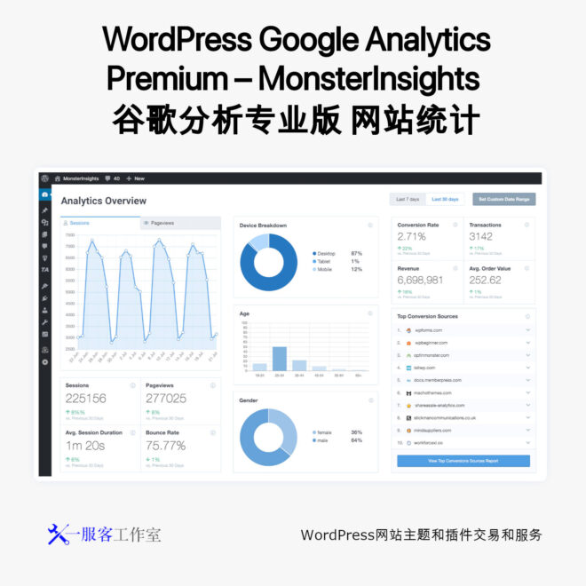 WordPress Google Analytics Premium - MonsterInsights 谷歌分析专业版 网站统计