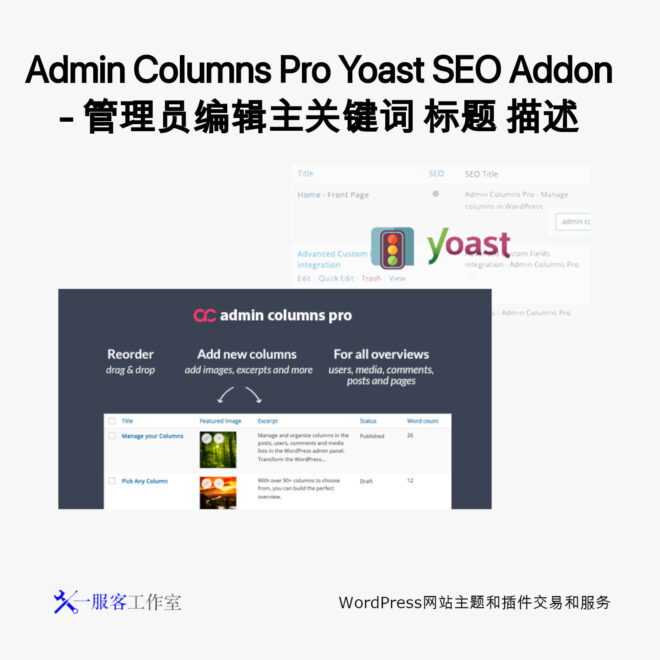 Admin Columns Pro Yoast SEO Addon - 管理员编辑主关键词 标题 描述