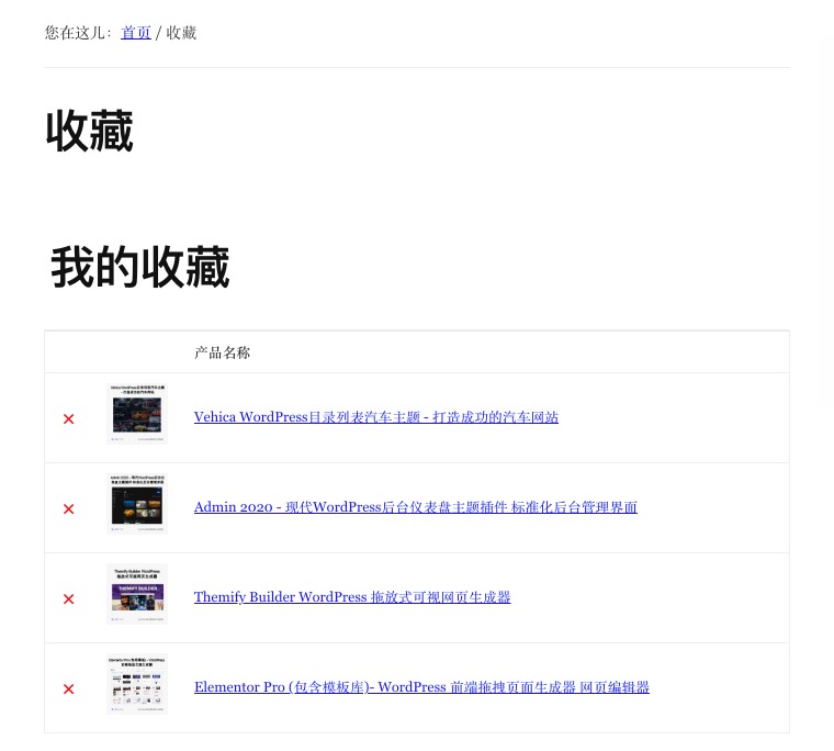 本站商城添加收藏夹功能和产品更新通知邮件功能 2 我的收藏夹