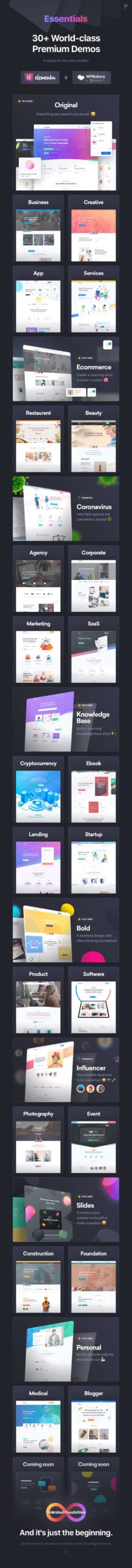 WordPress 5.6发布,请测试后升级;Essentials和SaasLand主题 1 Essentials有30多个世界级的高级演示网站,支持Elementor