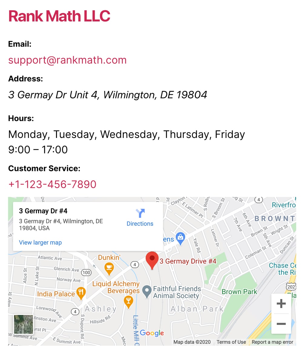 Rank Math - 2023年第1号WordPress SEO插件 30 Shortcode for Displaying Contact Information