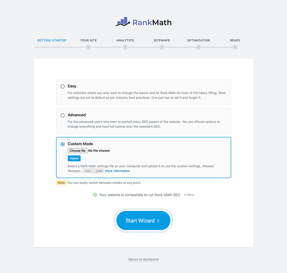 Rank Math - 2023年第1号WordPress SEO插件 78 Custom Setup Wizard Mode
