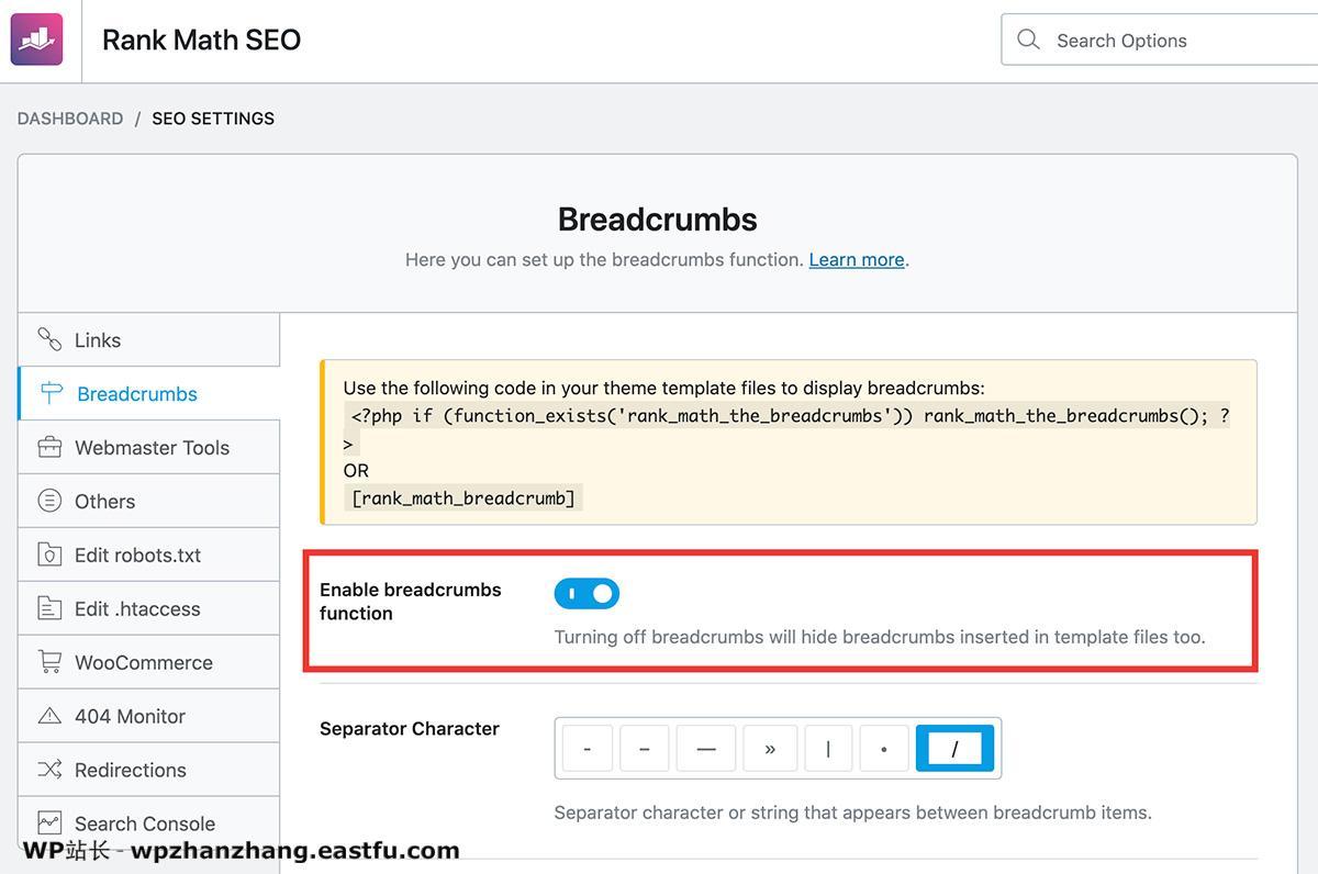 WooCommerce SEO:电商平台和商城系统SEO的权威指南 24 排名数学面包屑设置