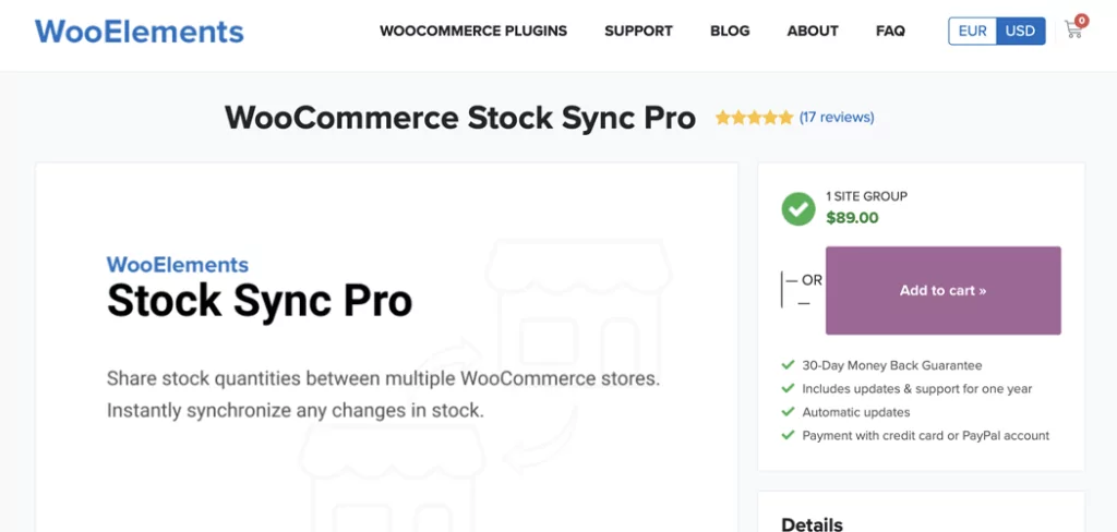 4个顶级WooCommerce商城多站点库存同步WordPress插件 2 WooCommerce Stock Sync Pro 网站。