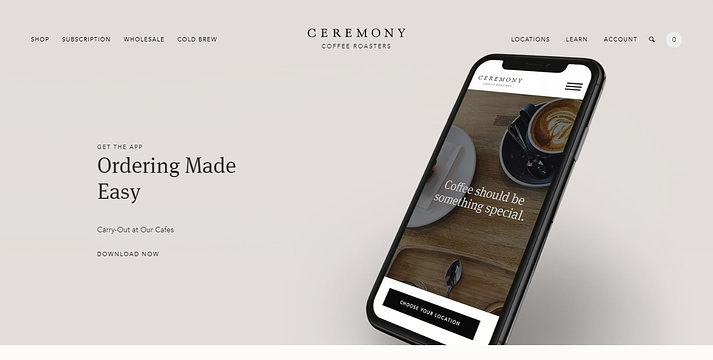 10个优秀的wordPress成品网站以及它们实际使用的主题 3 Ceremony Coffee Roasters 使用自定义 WordPress 主题来为其网站提供支持。