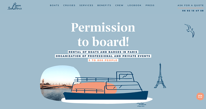 10个优秀的wordPress成品网站以及它们实际使用的主题 6 Bateau Mon Paris 在 Hello Elementor WordPress 主题上运行。