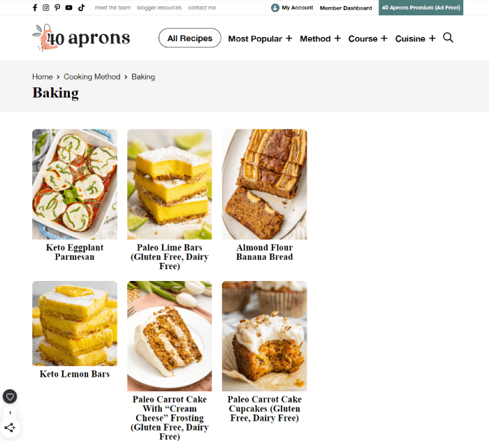 具有会员概念的烹饪网站的绝佳示例