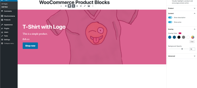 WooCommerce产品模块的新界面可以准确预览该选择在发布后的外观。