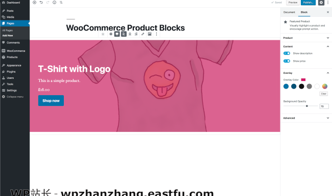 WooCommerce产品模块的新界面可以准确预览该选择在发布后的外观。