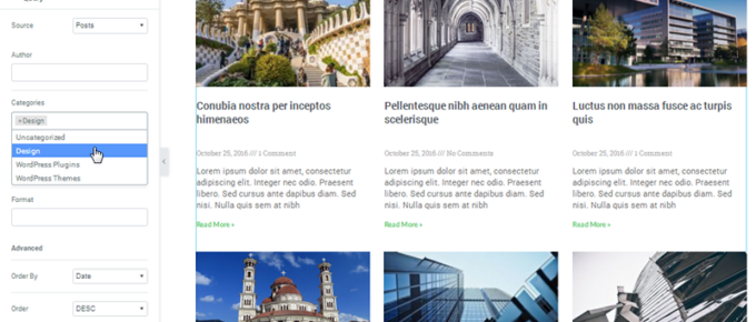 选择要显示的博客类别