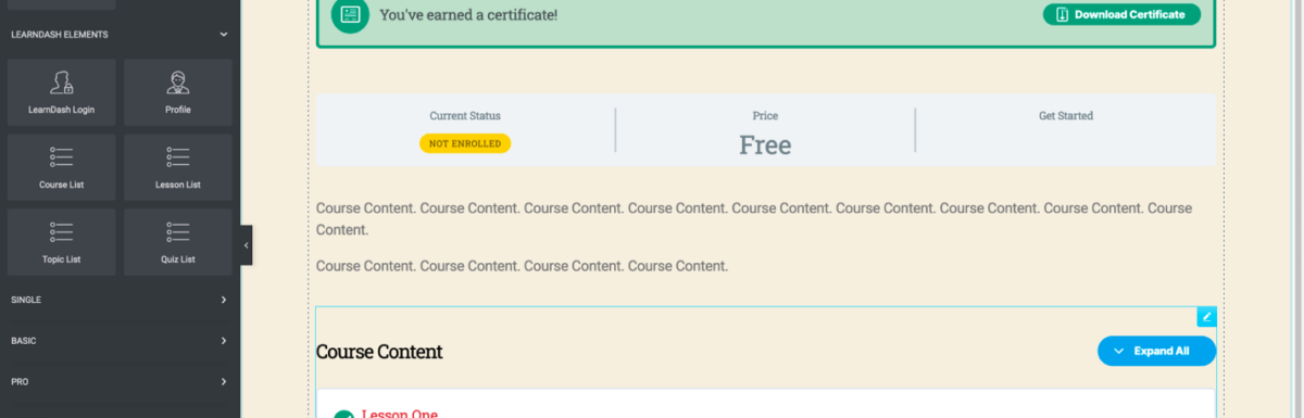 Elementor与LearnDash集成