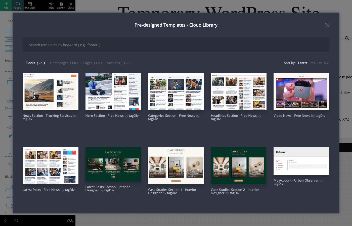 The Cloud Library blocks tab Newspaper 主题云库区块