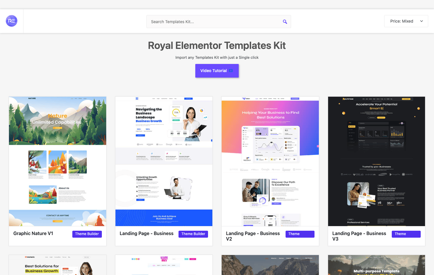 Royal Templates Kit library Royal Elementor Addons Pro 模板套件导入库