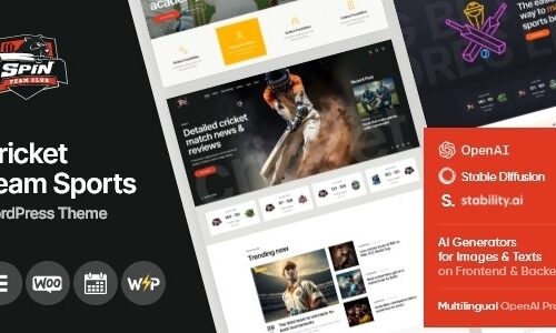 Spin 1.8.0 – Cricket Team Sports WordPress Theme + AI – 板球团队运动主题 + AI_image