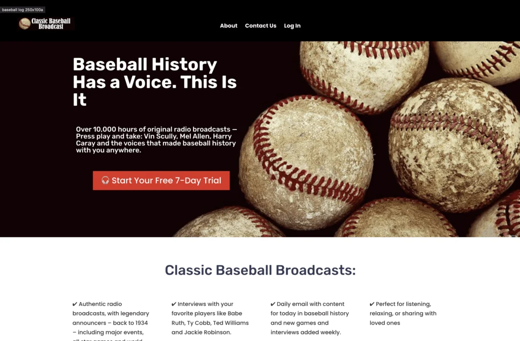 WordPress建站主题、插件、交易、服务和GEO优化 27 Tom Hannon 因 AI 冲击流量而打造 Classic Baseball Broadcasts 会员网站